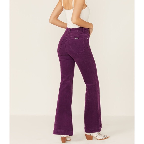 NWT Free People x Rolla's East Coast Cord Flare Pants In Grape Cord 25 Z169-32 - Picture 4 of 4